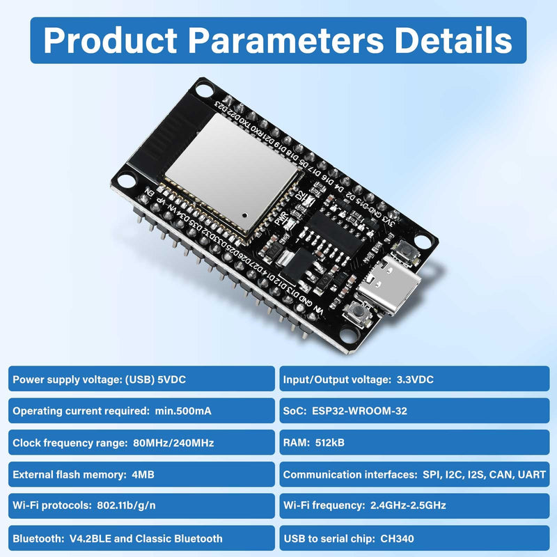 [Australia - AusPower] - diymore 2 Pieces for ESP32 NodeMCU Module USB C for ESP32 Nodemcu Development Board 2.4 GHz WLAN WiFi Bluetooth CH340 Chip 