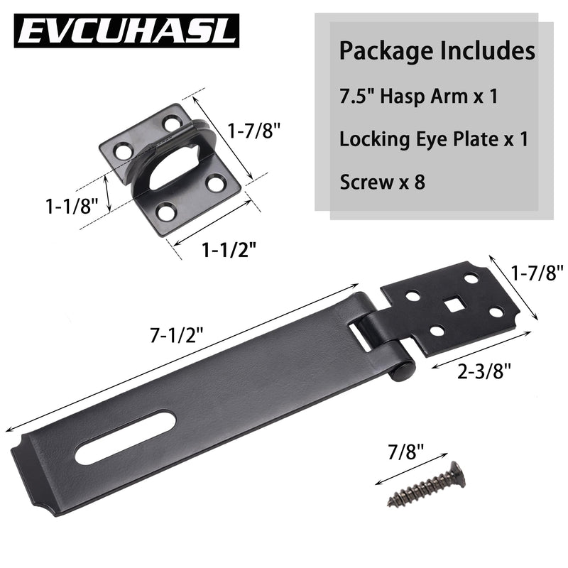 [Australia - AusPower] - Door Lock Hasp Latch, Thicked Design Latch Lock, High Quality Iron Security Packlock Clasp Hasp Lock Latch for Doors, Black Finish with Screws, 1 Pack(7-1/2 Inch) 