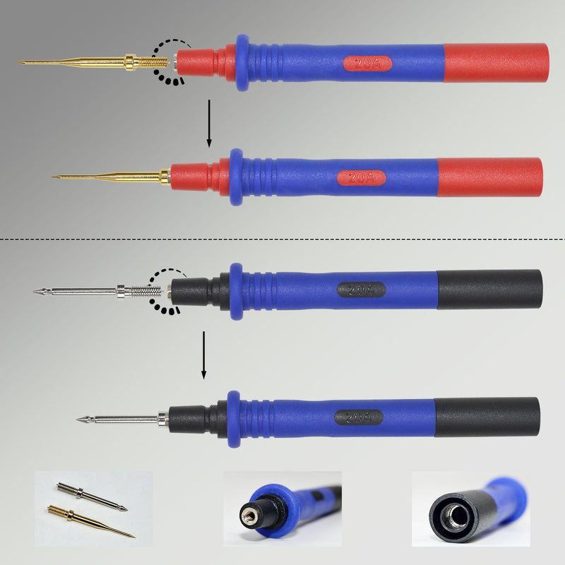 [Australia - AusPower] - ZIBOO KIT-17 Multimeter Test Leads Kit, Professional and Super Soft Silicone Test Leads Digital Multimeter Leads with Ultra-Sharp Replaceable Multimeter Probes Tips Set of 10 