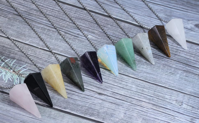 Mixed 9pcs Bulk Pendulum Crystal Reiki Gemstone Quartz Healing Crystals Stones for Spiritual Divination Meditation Chakra Energy Balance Chakra 1