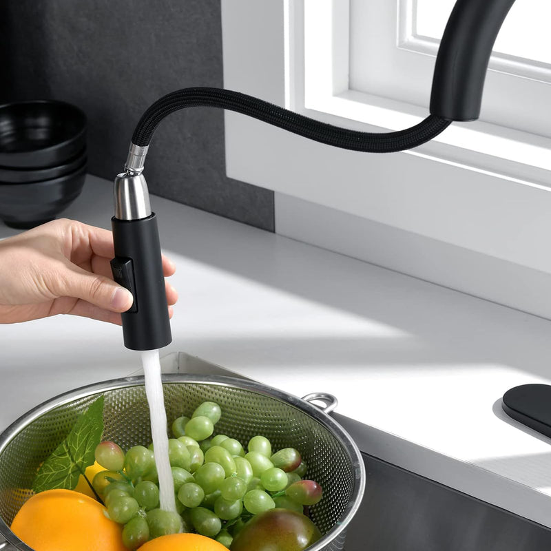 [Australia - AusPower] - XoeLLe Shower Head Kitchen Tap, Shower Head, Tap Attachment Kitchen, Tap Extension, Kitchen 2 Modes Pull Out Kitchen Taps, Sink Mixer Tap for (Style B-Black) Style B Black 