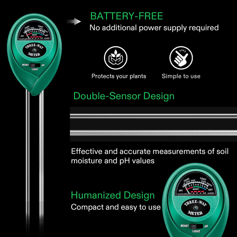 [Australia - AusPower] - VIVOSUN Digital Heat Mat Thermostat Temperature Controller, and Soil Tester, 3-in-1 Plant Moisture Meter Light and PH Tester for Home, Garden, Lawn, Farm, Indoor and Outdoor Use, Promote Plants Health 