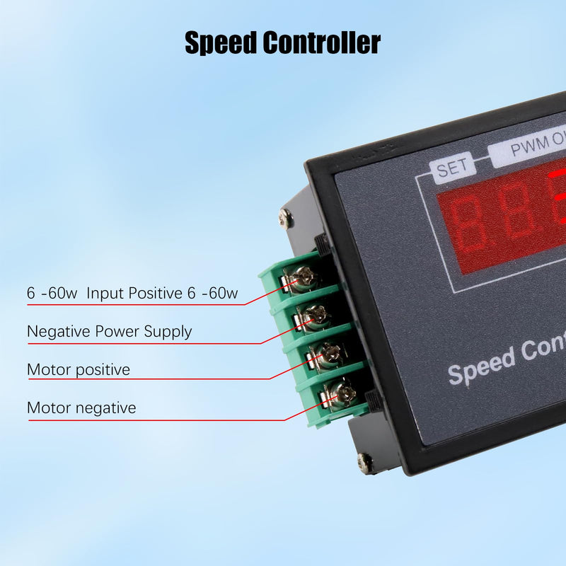 [Australia - AusPower] - PWM Motor Speed Controller Binghe DC 6-60V Motor Speed Controller, Rotary Knob, 1-100 kHz Adjustable Frequency, Motor Speed Controller with LED Numeric, 0-100% Speed Control, Soft Start/Stop, for DC 