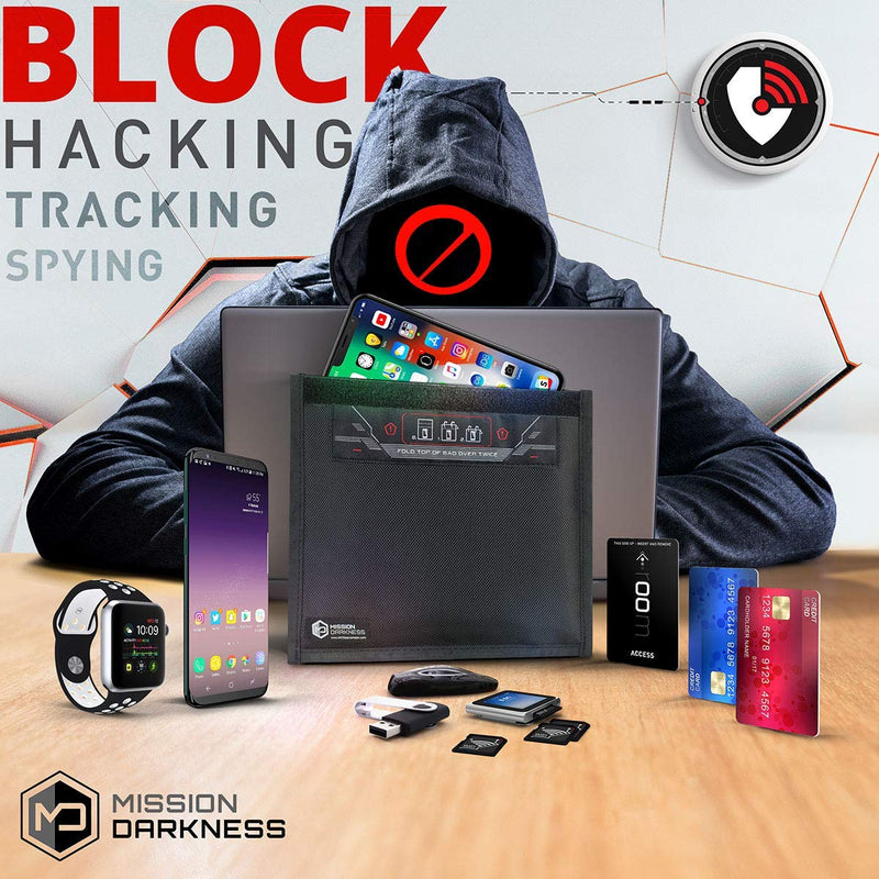 Mission Darkness Non-Window Faraday Bag for Phones // Signal Blocking Faraday Cage Prevents Hacking Tracking Spying, Device Shielding for Law Enforcement Military Digital Forensics, EMP CME Protection Universal Phone Size