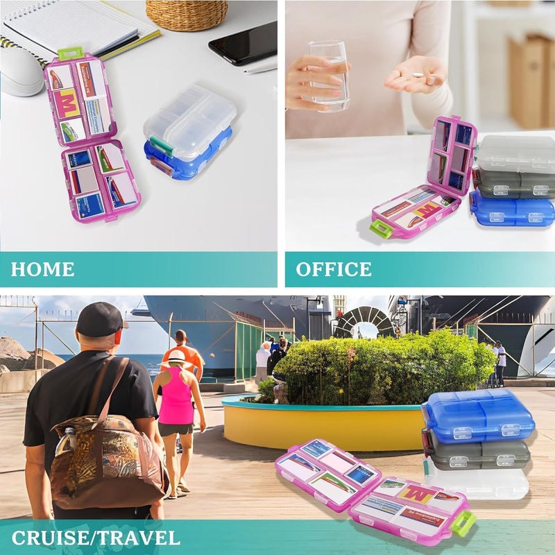 [Australia - AusPower] - Pill Organizer with Medicine Labels Travel Daily Pill Container Mini Medication Organizer Storage Pill Organizer Pill Case 7 Day Pill Organizer(Pink, 161 Lables) Pink Pill Box with Stickers 