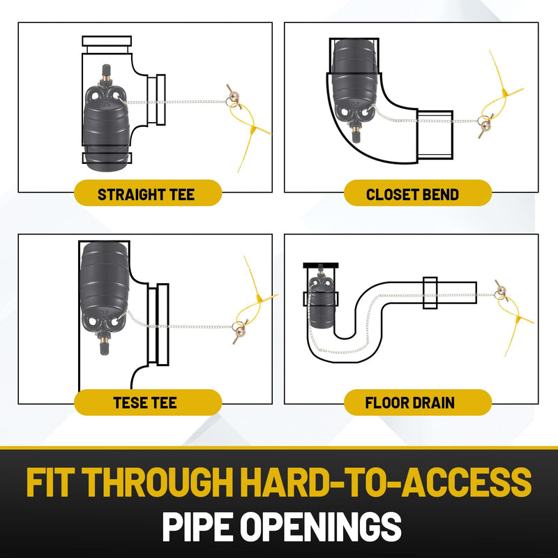 [Australia - AusPower] - Nuanchu 2 Pieces 2 Inch Inflatable Pipe Ball Plug Pressure Test Rubber Black Plumbing Toilet Drain Test Plug 