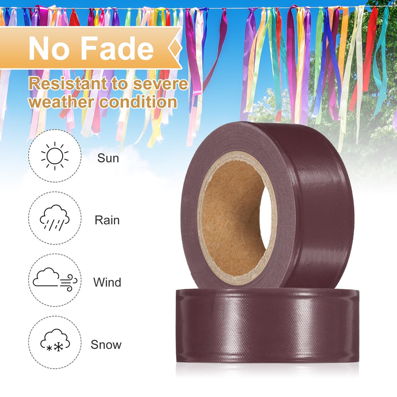 PATIKIL 6Pack Flourescent Brown Flagging Tape, 1" x 100 ft Non-Adhesive PVC Neon Ribbon Marking Roll Survey Tape for Tree Marking, Trail Marking 6
