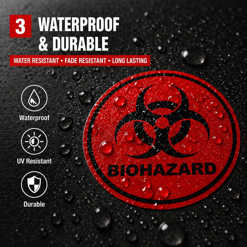 AKKE Biohazard Stickers Sign, 20 PCS 4 x 4 Inch Waterproof Warning Labels, High-Visibility Peel and Stick Biohazard Decals for Hospitals, Labs, Medical Waste Bins, Glass, Plastic, Metal, Red Circle red circle 20