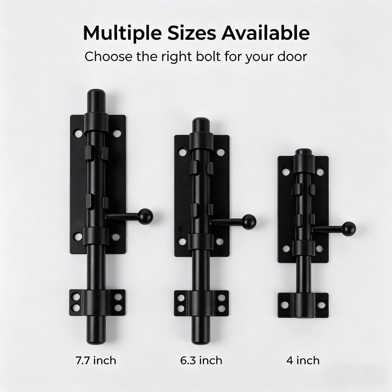 Barrel Bolt Latch,6.3 inch Slide Bolt Gate Latch,14mm Bolt Heavy Duty Shed Door Latch,304 Stainless Steel Black Finish Door Lock Latch for Barn, Wooden Fence, Slide,Door (2, Black-7.7inch) 2