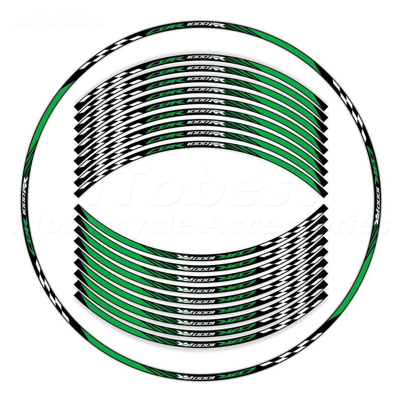 CBR 17 inch Wheel Rim Stickers Decals Tape Compatible with CBR1000RR 2004-2025 Motorcycle Reflective Rim Tapes Sticker Stripe(Green) Green