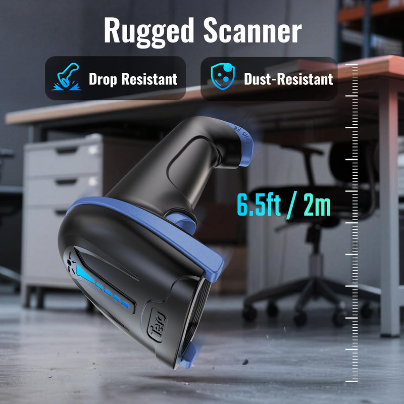 Tera 1D 2D QR Barcode Scanner Wireless and Wired with Battery Level Indicator Digital Printed Bar Code Reader Cordless Handheld Barcode Scanner Compact Plug and Play Model D5100 2D Blue