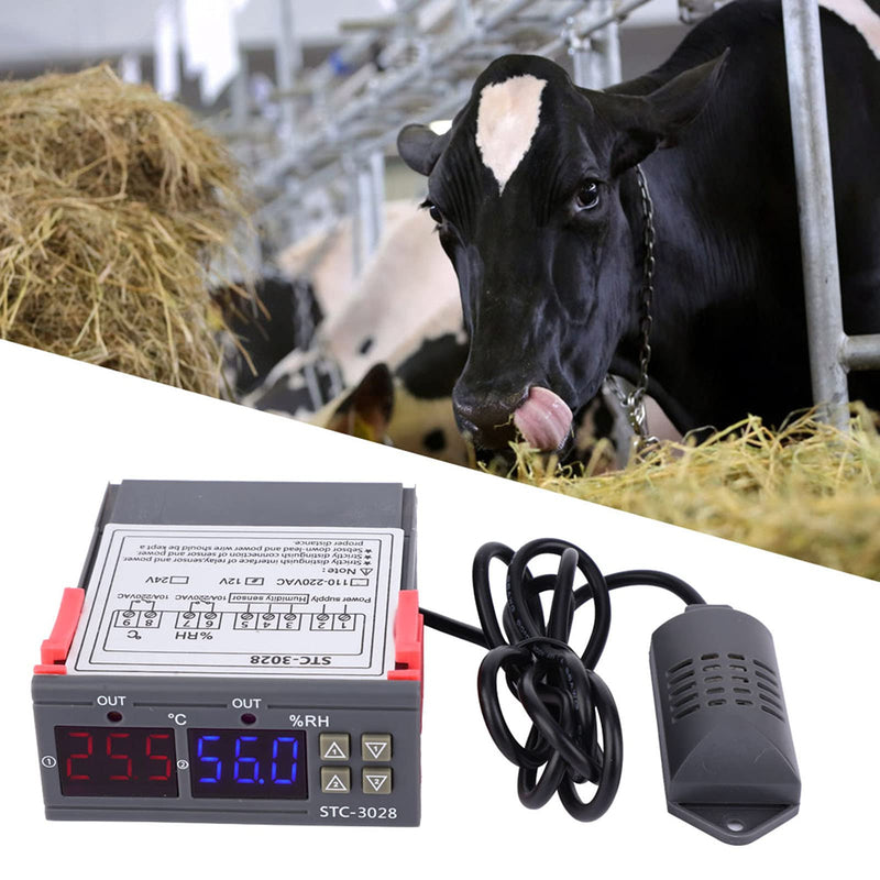 [Australia - AusPower] - -3028 Temperature Control 12V/24V/110V /220V Digital Display Temperature and Humidity Controller Meter with Integrated Sensor (12V) 