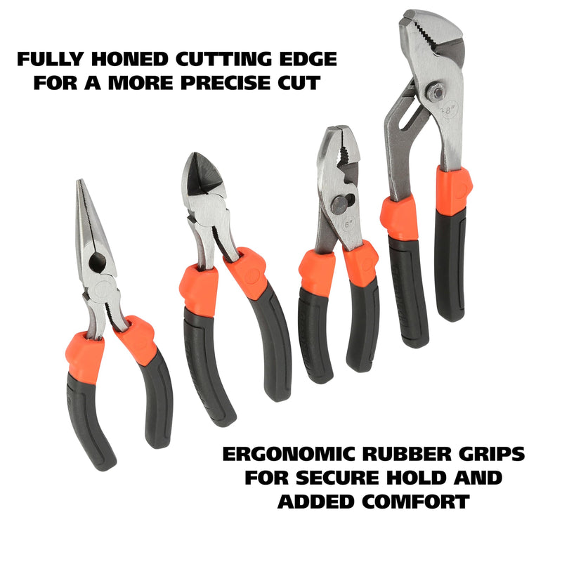 [Australia - AusPower] - Mayes Polystyrene 3 Foot Level, 4-Piece Pliers Set, 36 Inch Level Made in the USA, Includes 6-In Long Nose, Contractor, Plumber, and Carpenter Tools, Impact Resistant Frame 