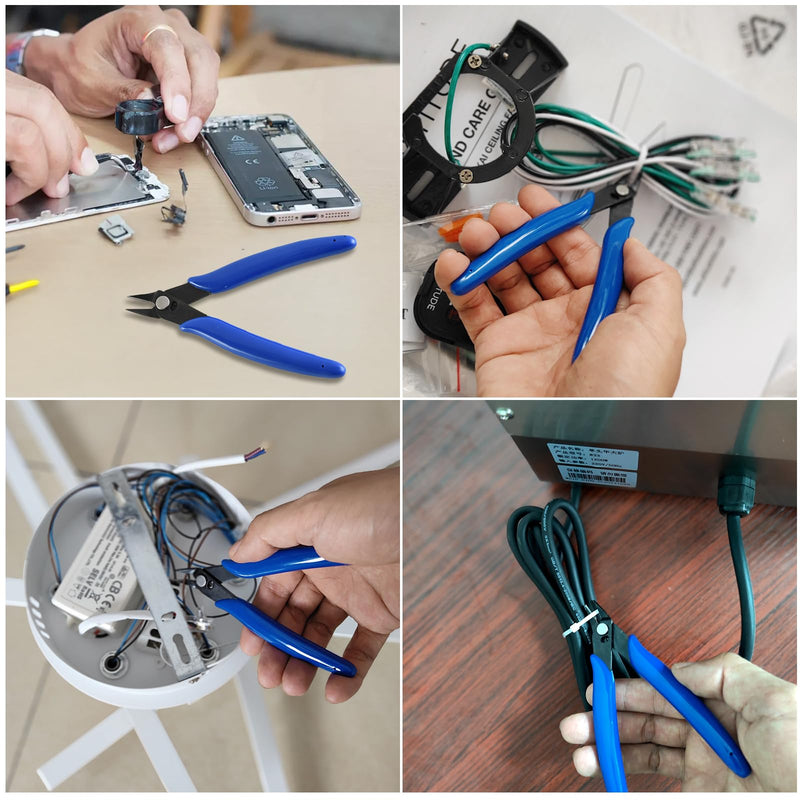 [Australia - AusPower] - 5 Inch Micro Flush Cutter, 2 Pack Small Wire Cutters Spring Loaded Cutting Pliers, Wire Cutters for Jewelry Making, Soft Copper Wire, Floral, Electronics, Model Craft, Heating Wire, 3D Print 