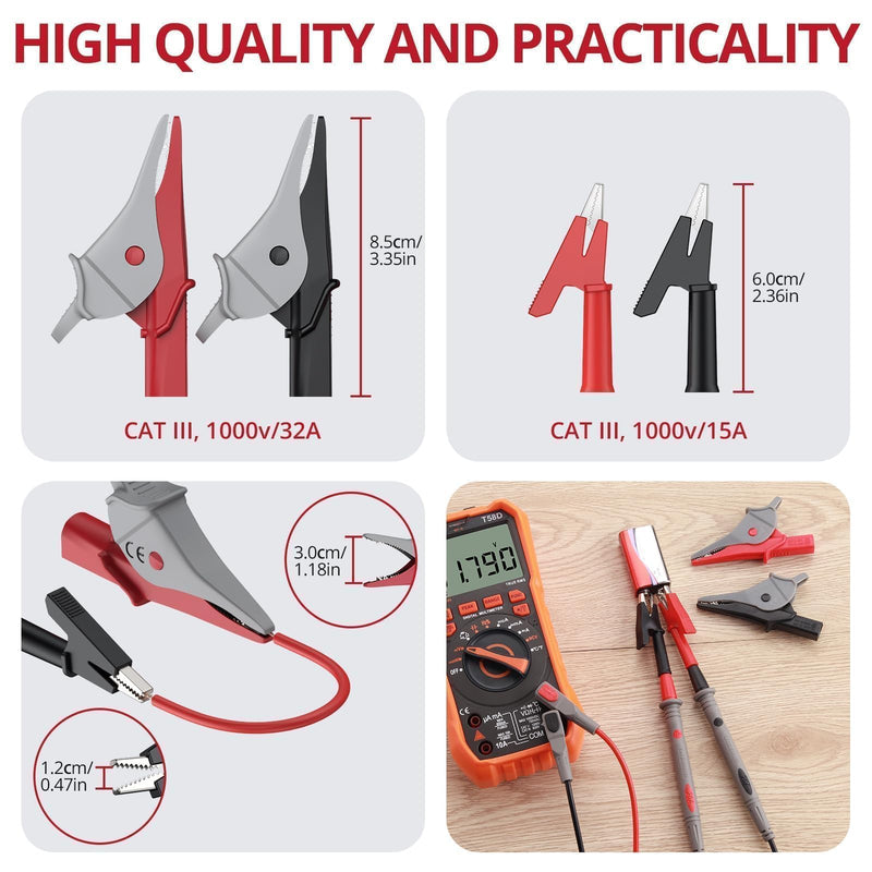 [Australia - AusPower] - BINTA 25-Piece Silicone Multimeter Leads Kit CAT Ⅲ 1000V 20A with Replaceable Test Probes 4PCS Large/Medium Alligator Clips Tweezer, Professional Leads Kit for Industrial Car Home Electrical Testing 25PCS 