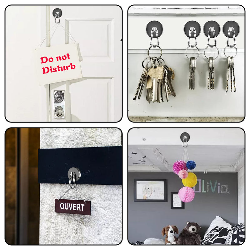 [Australia - AusPower] - FINDMAG Magnetic Hooks 170LBS Heavy Duty Magnet with Carabiner Hook, Strong Magnetic Hooks for Hanging for Home, Cruise Ship, Office Locker, Workplace, Refrigerator or Travel (2 Pack) Black 2 Pack 
