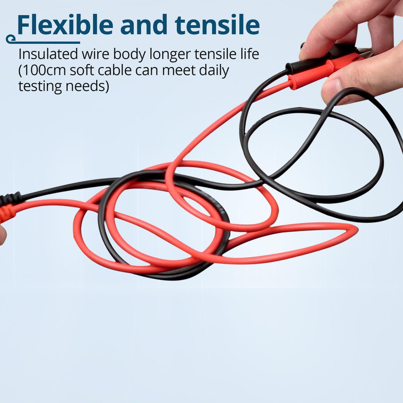[Australia - AusPower] - 1 Pair Banana Plug to Alligator Clip Test Lead Cable,100cm/3.28ft,15A Rated Current,1000V Max Voltage,Electronic Test Lead for Multimeter Electrical Testing 