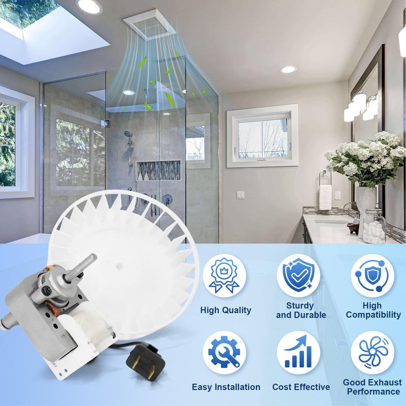S0504B000 Bathroom Fan Motor Replacement Compatible with Broan Nutone769RL, 769RL B Unit, 769RL-R01, 763RLN, 763RL, 763RLN-R01, 769RFT-R01, VF707RCN, VF705RCN Exhaust Fan Motor 70 CFM Motor & Blower Wheel