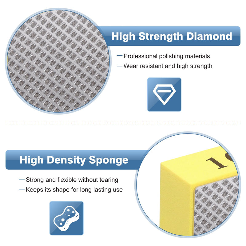[Australia - AusPower] - Pack of 4 Glass Grinders, Diamond Hand Sanding Pad, Tile Sanding Blocks, Polishing Pads, Diamond Sanding Pad for Stone Ceramic Tiles, Glass Grinding, Trimming, 60#, 100#, 200#, 400# 
