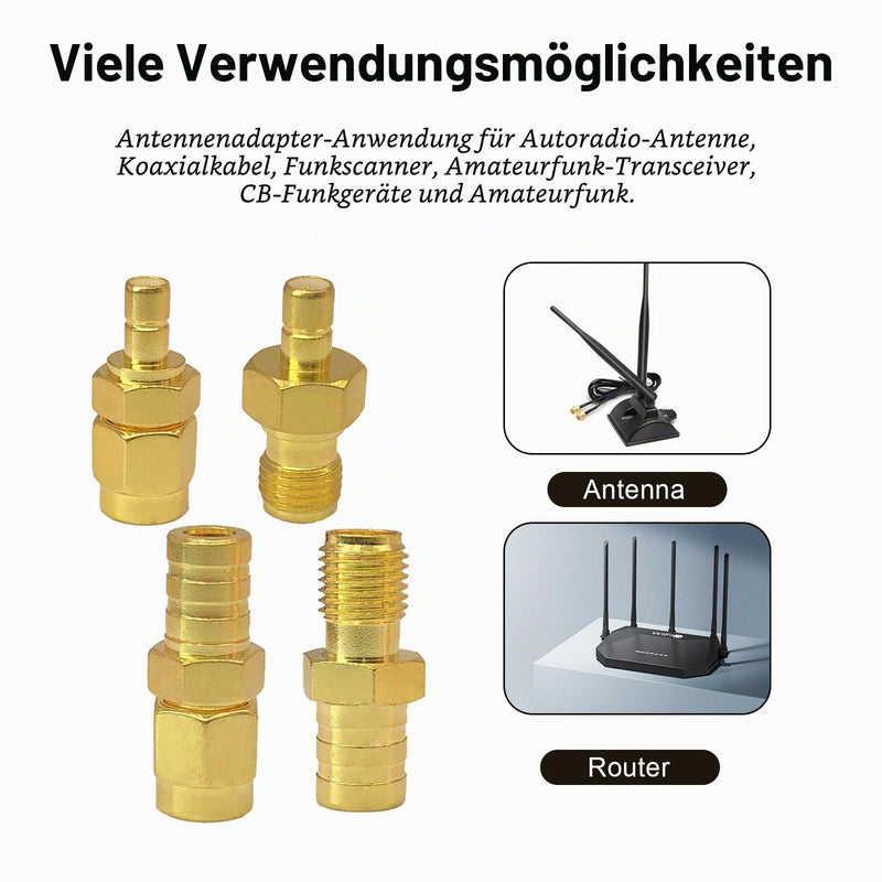4 Type SMA to SMB Kit Coaxial Cable DAB Car Radio Antenna Adapter | For Aerial Pigtail Cable Car Satellite, Compatible with Sirius XM DAB Radio Antenna