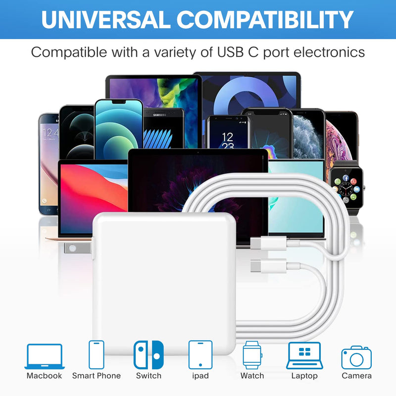 [Australia - AusPower] - Mac Book Pro Charger - 118W USB C Charger Fast Charger for USB C Port MacBook pro/Air, ipad Pro, Samsung Galaxy and All USB C Device, Include Charge Cable（7.2ft/2.2m） 