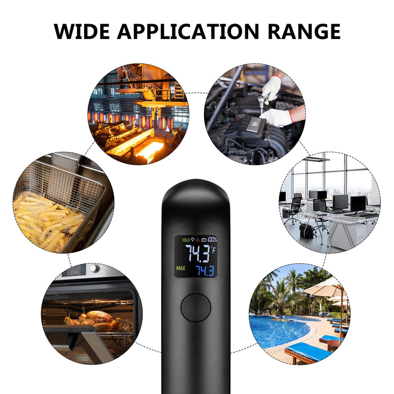 [Australia - AusPower] - Rechargeable Infrared Thermometer Gun for Cooking -58?~1022?| Inkbird Colorful Display Digital Laser Temperature Gun for Pizza Oven Grill Kitchen Home Repairs with Max Measure (NOT for Human) Rechargeable 1 Laser - 12:1 