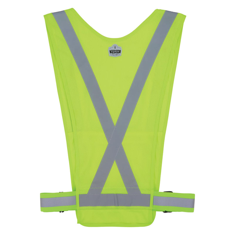 Ergodyne GloWear 8045X Hi Vis Safety Vest, Reflective X Back Design, Adjustable Waistband, Front Zipper Pocket