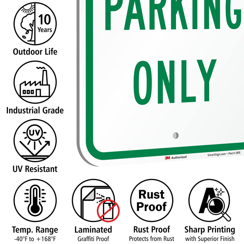 "Head In Parking Only" Sign By SmartSign | 12" x 18" 3M Engineer Grade Reflective Aluminum