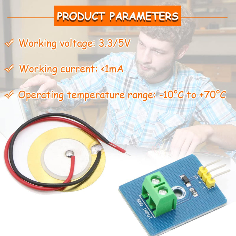 [Australia - AusPower] - 5 Pcs Analog Piezo Ceramic Vibration Sensor Detect Vibration 3.3V / 5V Analog Signal Output Module with Cable for Arduino DIY Kit 