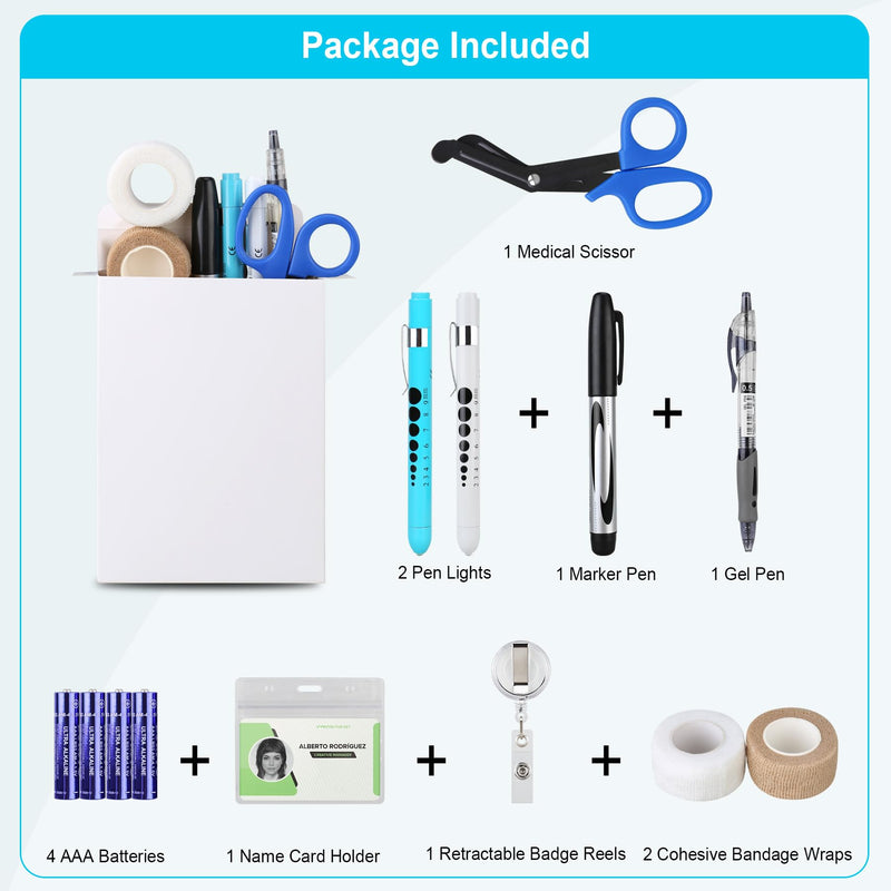 [Australia - AusPower] - BOVKE Black Stethoscope Case with 12Pcs Nurse Supplies Kit 