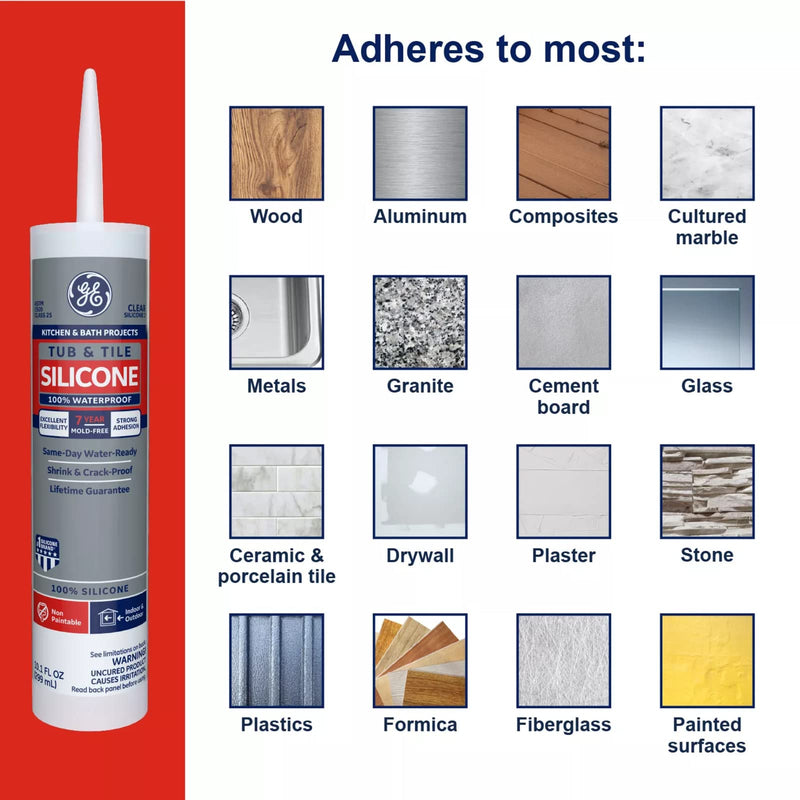 [Australia - AusPower] - GE Sealants & Adhesives GE612 Tub & Tile Silicone 1 Sealant, 10.1oz, Clear 