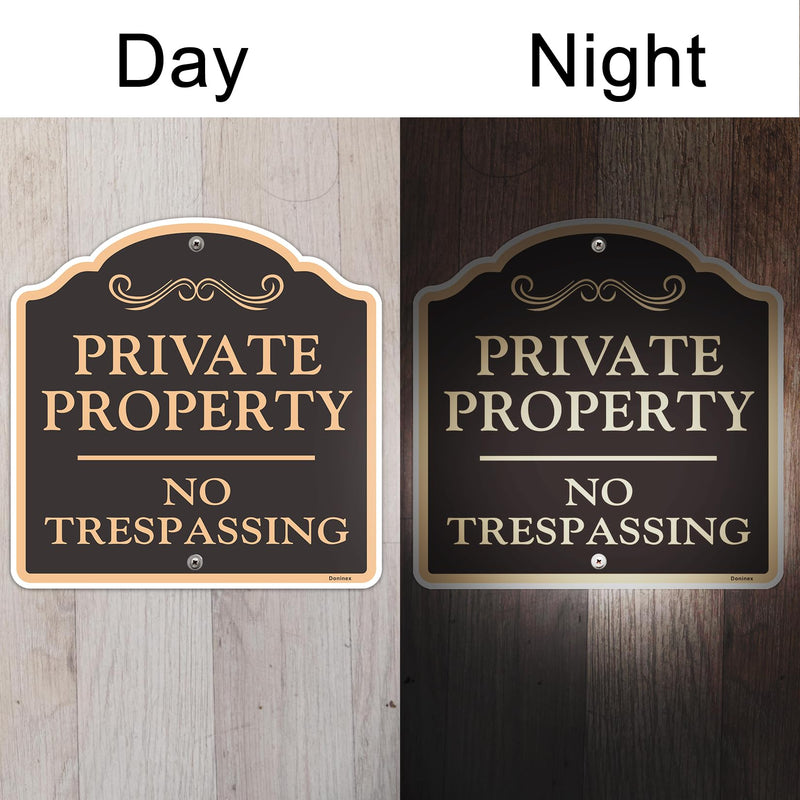 Large (4 Pack) Private Property No Trespassing Sign, 12x12 Inches Reflective Aluminum, Metal, Outdoor Weatherproof, Easy to Install 12x12 Inch 4-Pack