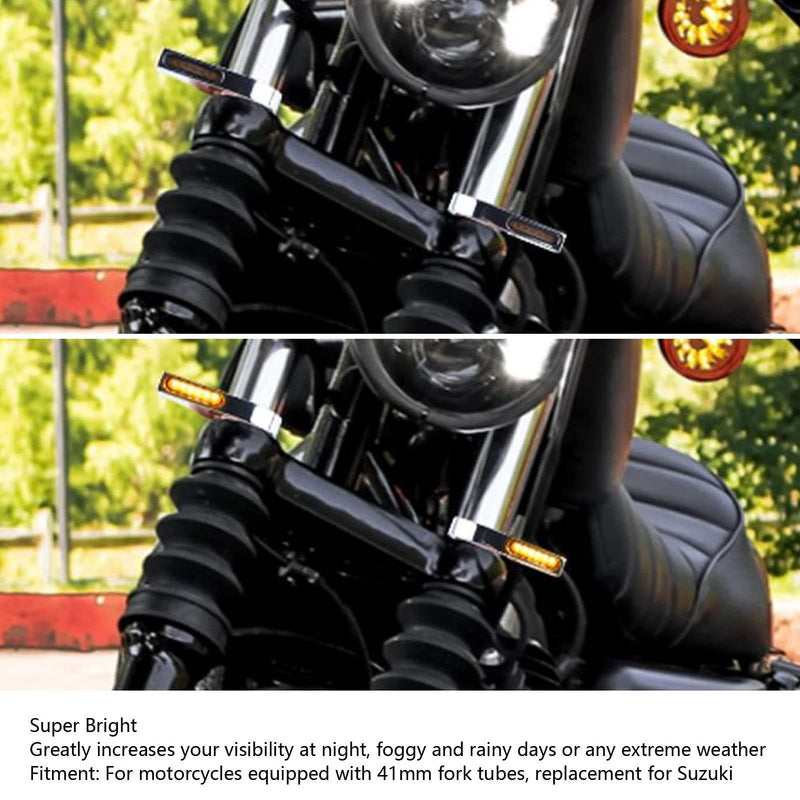 Motorcycle LED Turn Light, 2 Wires 12V Motorcycle Turning Indicator Energy Saving for 41mm Fork Tubes (Electroplating)