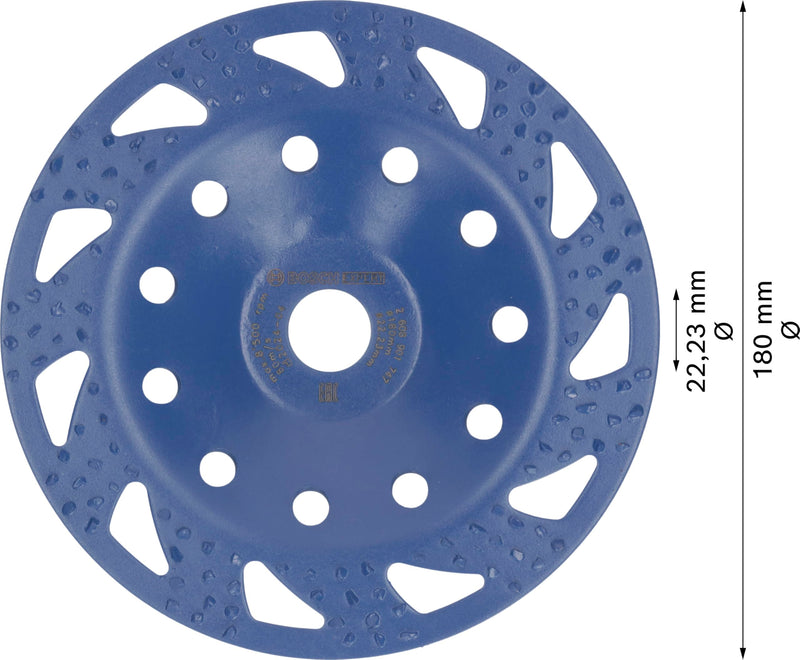 [Australia - AusPower] - Bosch 1 x Expert Multi Material Carbide Cup Wheel Coarse (for Paint on Wood, Diameter 180 mm, Coarse, Professional Accessories Large Angle Grinder) 
