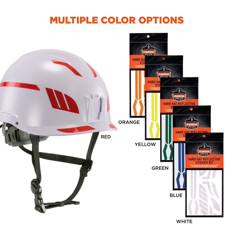 Ergodyne Skullerz 8961 Reflective Hard Hat Stickers, Safety Helmet Strips, Hard Hat Accessories Adhesive Sticker Decal Kit