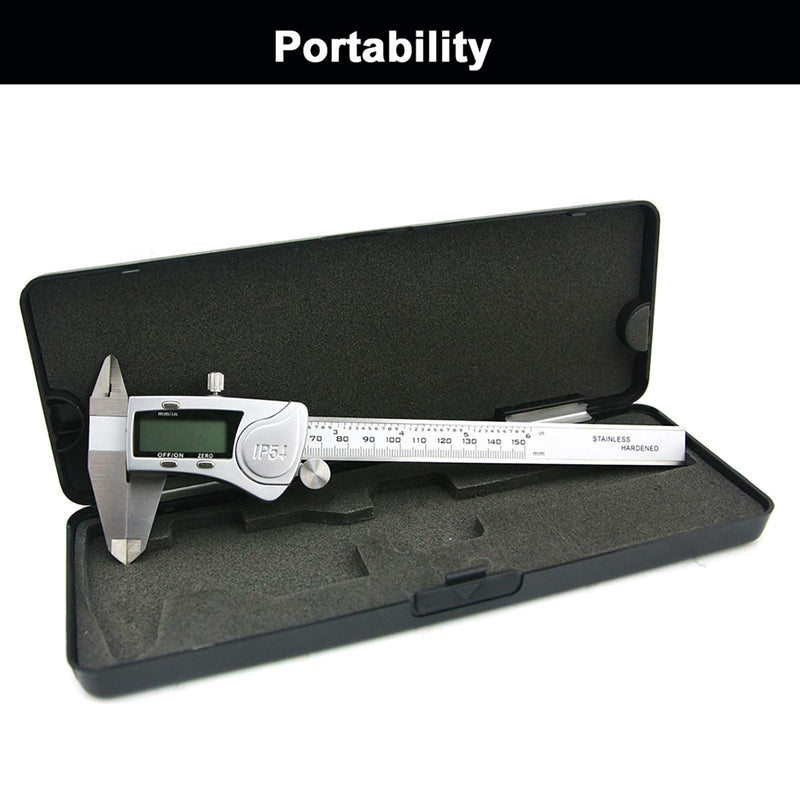 [Australia - AusPower] - NORTOOLS Digital Caliper Measuring Tool,150mm/ 6” Stainless Steel IP54 Waterproof Electronic Micrometer Caliper with Large LCD Display for Jewelers, Woodworkers 