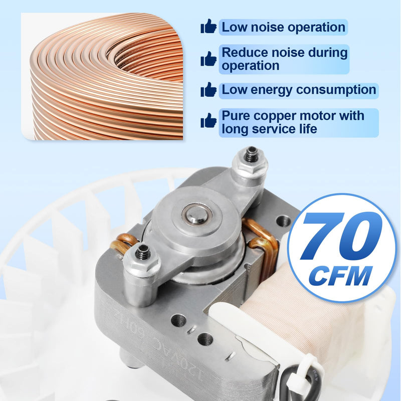 S0504B000 Bathroom Fan Motor Replacement Compatible with Broan Nutone769RL, 769RL B Unit, 769RL-R01, 763RLN, 763RL, 763RLN-R01, 769RFT-R01, VF707RCN, VF705RCN Exhaust Fan Motor 70 CFM Motor & Blower Wheel