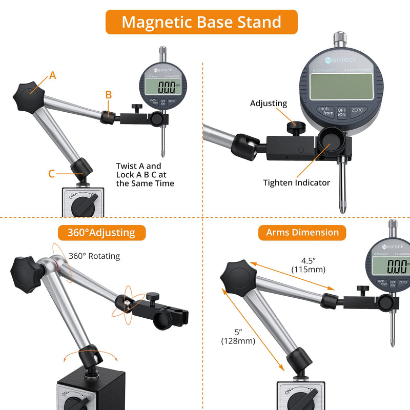 [Australia - AusPower] - Neoteck 1''/25.4mm Digital Indicator+ 176lbs/80KG Magnetic Base 