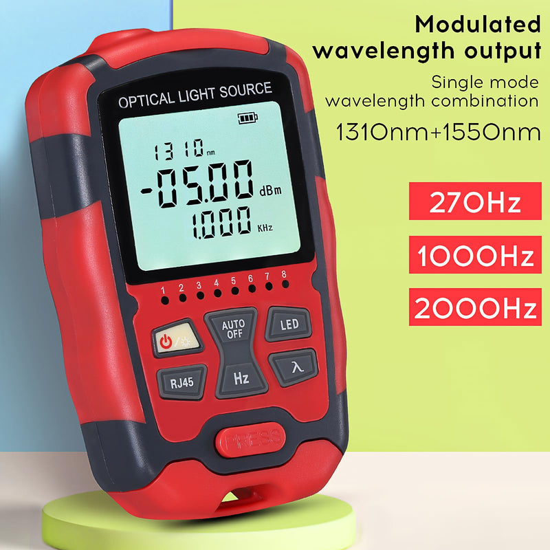[Australia - AusPower] - A-M1315 Optical Light Source SC/FC/ST Universal Interface Single Mode Dual Wavelength 1310nm 1550nm Fiber Optic Light Source with RJ45 Test Fiber Optic Cable Tester 