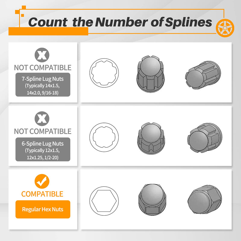 [Australia - AusPower] - MIKKUPPA Spike Lug Nuts Socket Key - Solid Socket with 19mm Hex, Universal Spiked Lug nuts Socket Key Replacement Tool for M14x1.5, M14x2.0, 9/16-18, 1/2-20, M12x1.5, M12x1.25 One-Piece Spiked Lug Nut Hexagon Spike Lug Nuts Socket Chrome 