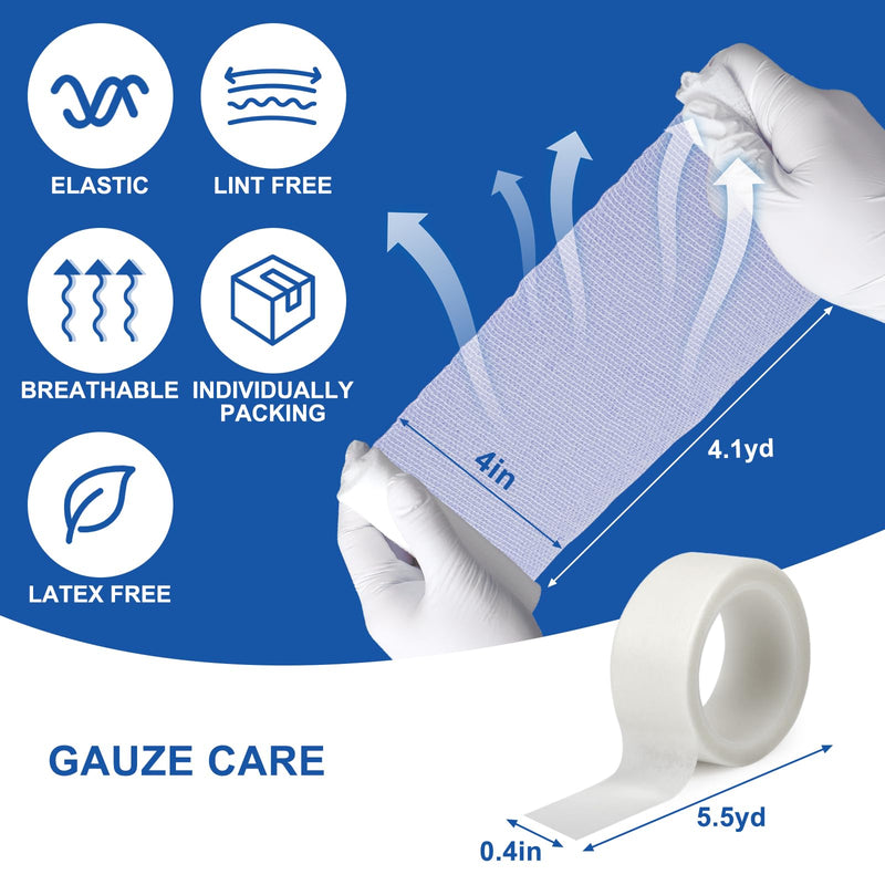 [Australia - AusPower] - 48 Pack Gauze Rolls Bandages, 4 in x 4.1 Yards, Individually Wrapped Breathable Rolled Gauze, Mummy Wraps, Premium First Aid Supplies & Medical Supplies for Wounds Pack of 48 