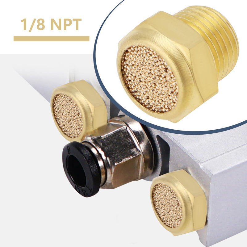 [Australia - AusPower] - SG Store 4 Pieces 1/8 Inch NPT Thread Brass Pneumatic Silencer Connector Brass Pneumatic Silencer Silencer for Cylinder Valves Crankcase Gear Oil Tanks 1/8 Zoll 