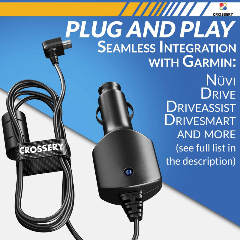 [Australia - AusPower] - Car Charger Power Cord for Garmin Nuvi GPS, Garmin GPS Power Cord Replacement, Mini USB Charging Cable fit for Garmin Nuvi, Dezl, Drive, DriveSmart, DriveAssist, RV, Zumo (Without Traffic) 
