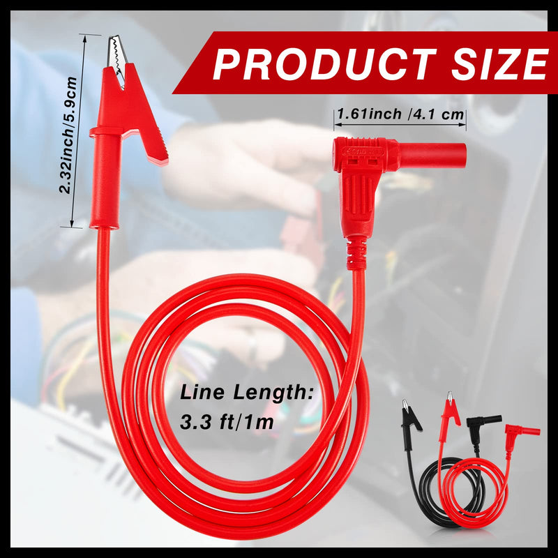 [Australia - AusPower] - 4 Pcs 14 Gauge Banana Plug to Alligator Clip Test Lead Multimeter Test Leads Wire Cable Set Soft Silicone Test Cable Wires for Electrical Testing, 3 ft Long 