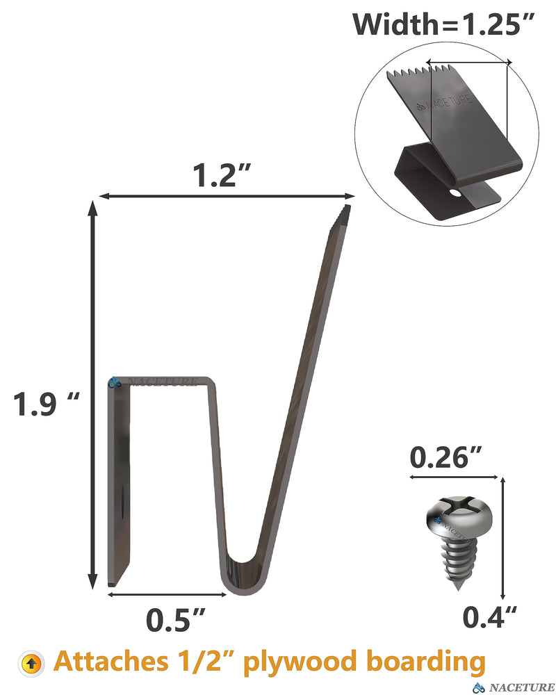 Hurricane Window Board-Up Clips Universal and Reusable Hurricane Storm Plywood Clips for Windows with Door Handles and Screws 1/2 inch 16 Pack (1/2") 1/2"