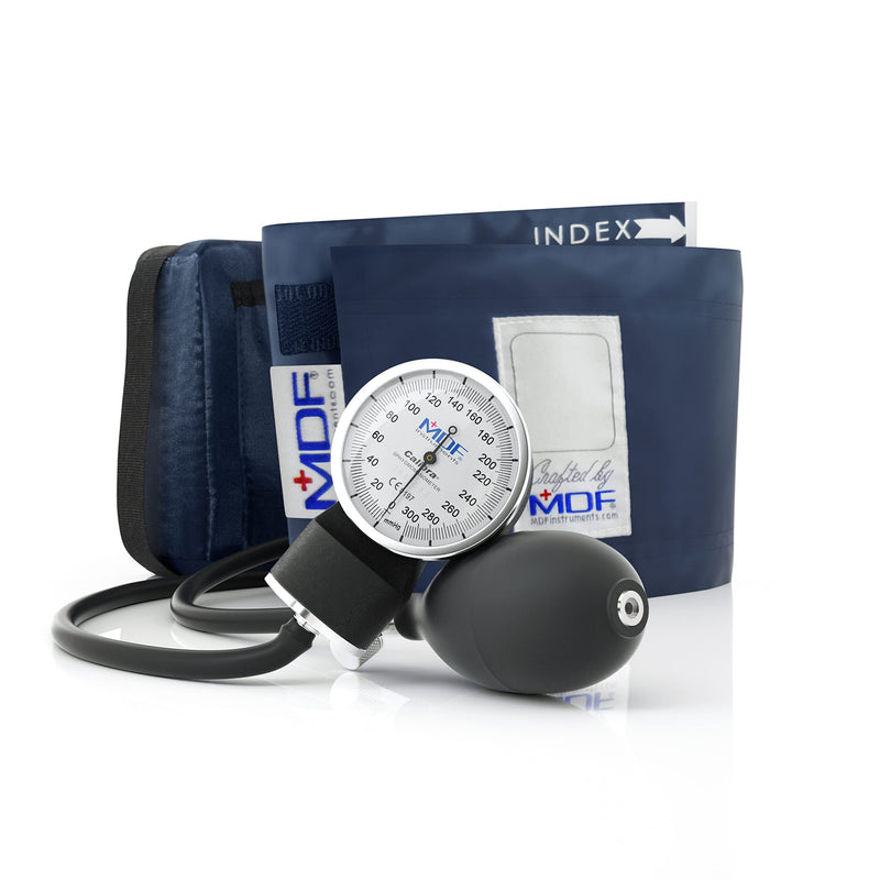 [Australia - AusPower] - MDF Instruments Calibra Aneroid Premium Professional Sphygmomanometer + MDF Latex-Free, Large Adult Replacement Blood Pressure Monitor Cuff - Double Tube 