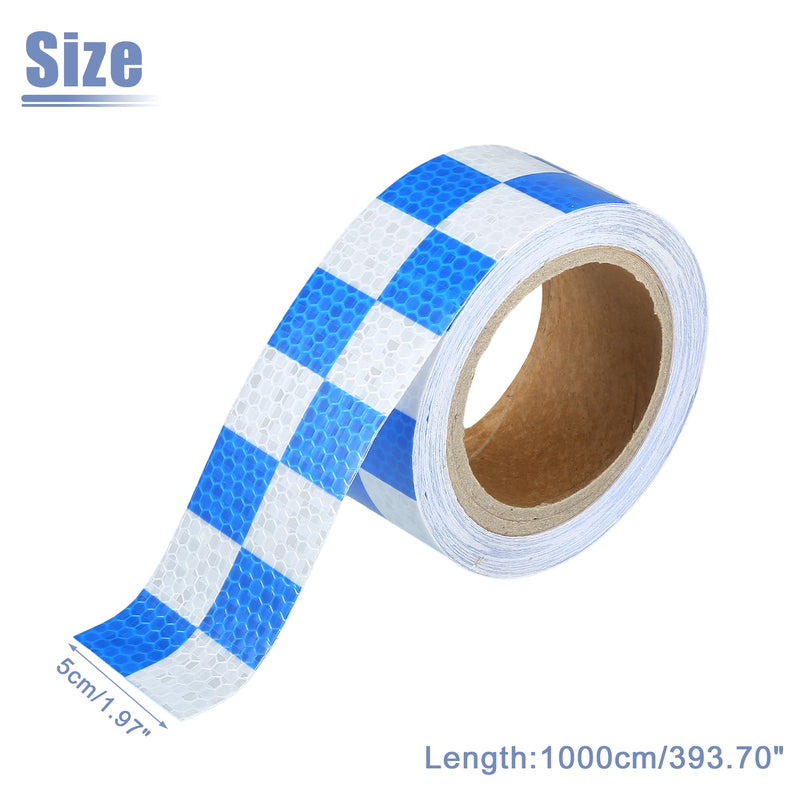 ACROPIX 5cmx10m Blue and White Checkered Car Reflective Stickers Reflective Tape Safety Warning Reflective Protector