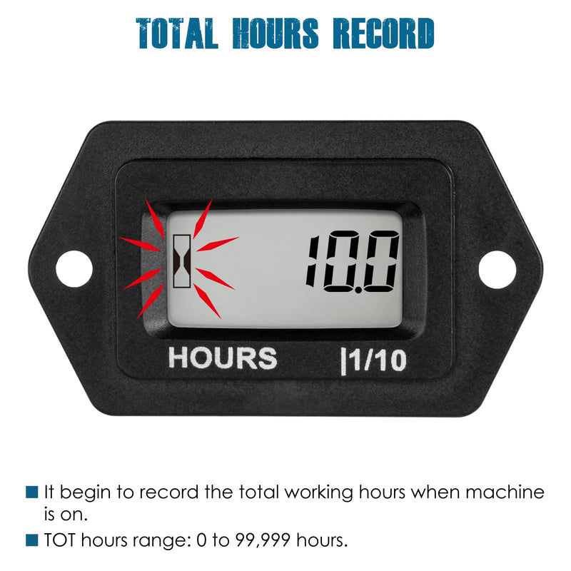 [Australia - AusPower] - Runleader Digital Hours Counter,AC/DC 5V to 277V for Garden Tractor Generator Scooter Club Car Forklift Leaf Trimmer etc. 