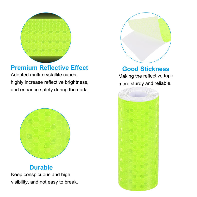 PATIKIL 4 Inch x 10 ft Reflective Tape, 1 Roll Waterproof Self Adhesive High Visibility Caution Warning Safety Tape Reflector with Scraper for Trucks Trailers Cars, Bright Green
