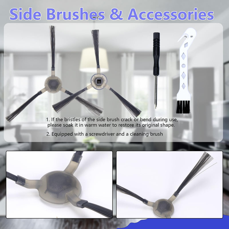 Replacement Parts Accessories Compatible with Lefant M3/ M3 MAX Robot Vacuum (2 Main Brush, 6 Hepa Filter, 6 Dust Bags, 8 Mop Pads, 6 Side Brushes,1 Screwdriver,1 Cleaning Brush) (M3/M3 MAX) M3/M3 Max